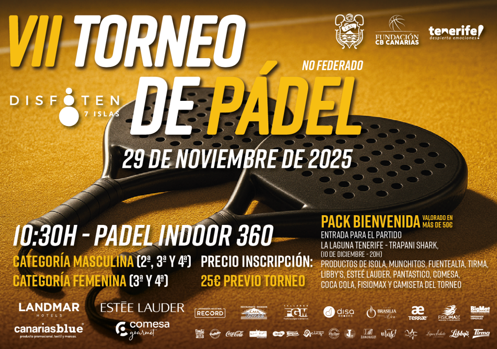 Ir a la publicación Abiertas las inscripciones para el VII Torneo de Pádel ‘CB Canarias-Disfoten’