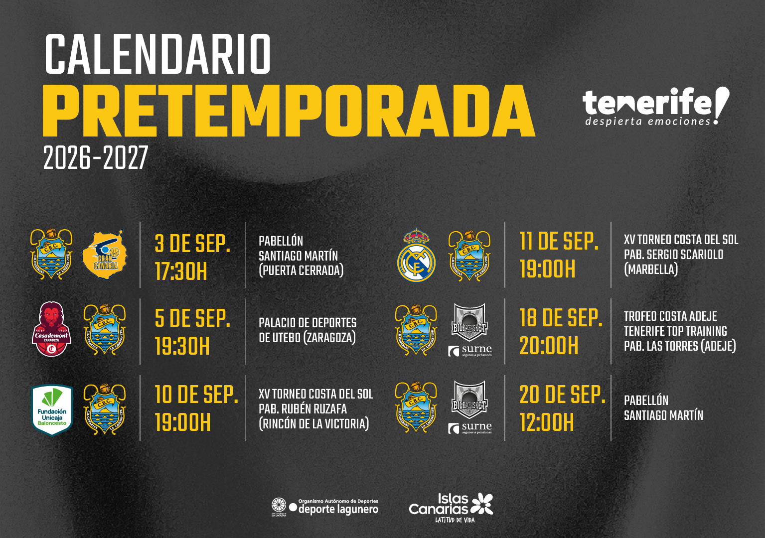 Noticia Así será la pretemporada de La Laguna Tenerife