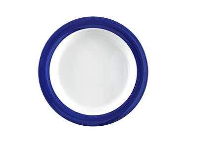 Plato ligero blanco y azul