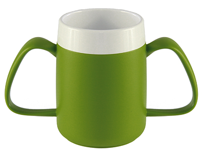Taza verde con dos asas