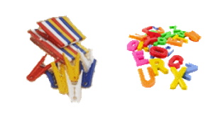 Imagen del recurso Pinzas y letras de colores