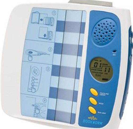 Grabadora blanca y azul