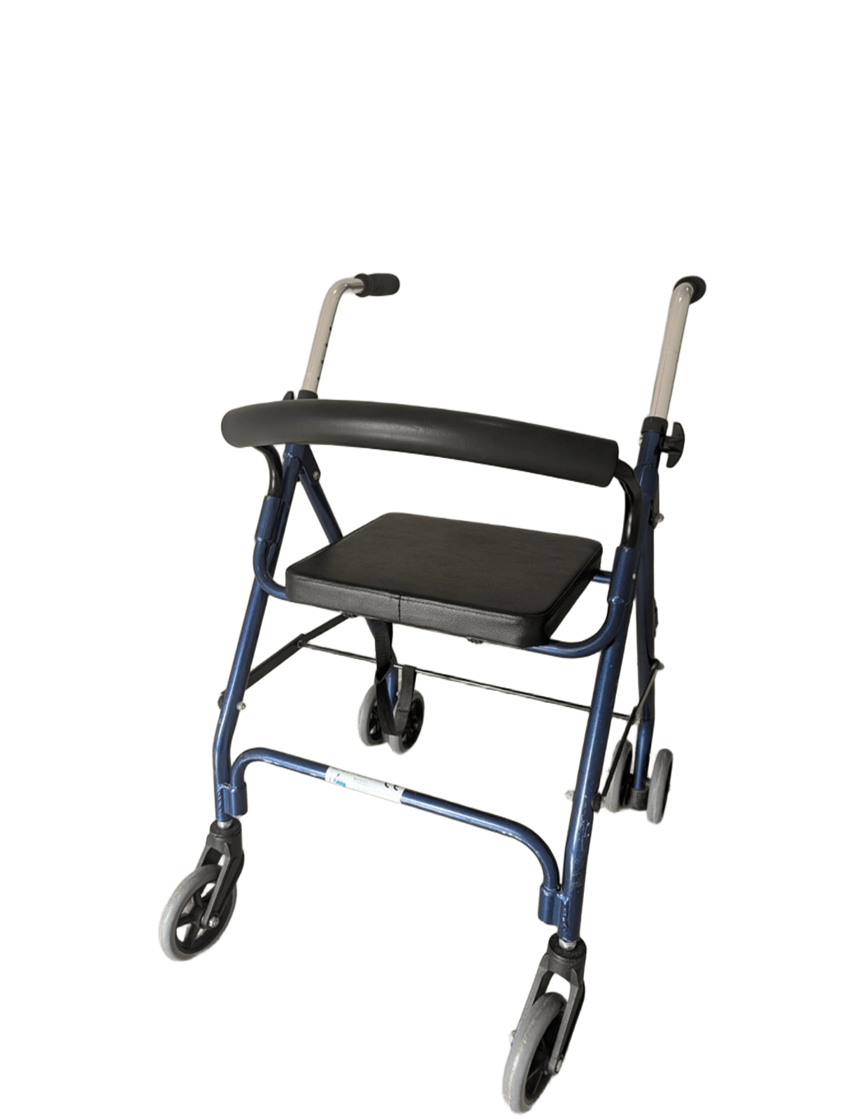 Andador ligero azul con asiento vista de frente