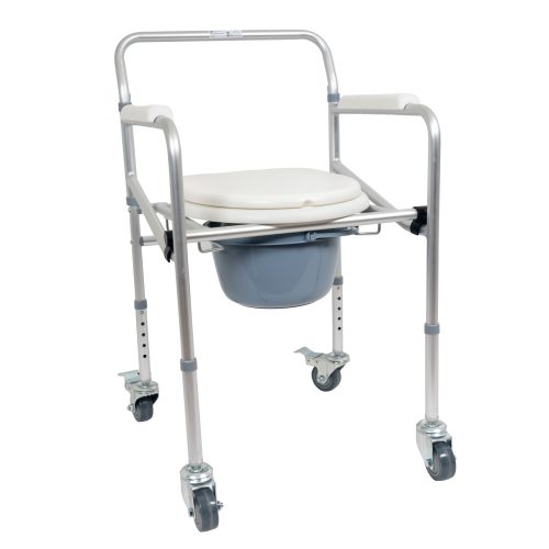Silla con inodoro de aluminio regulable en altura