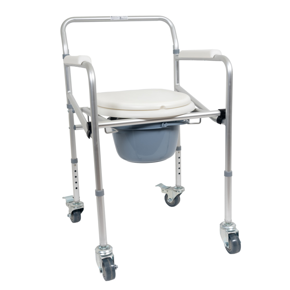 Silla con inodoro de aluminio regulable en altura