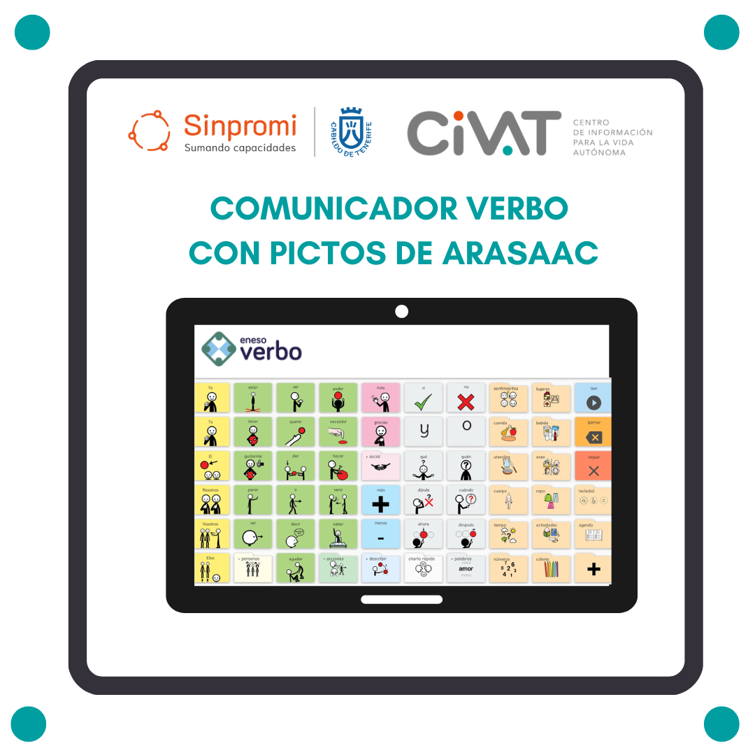 Imagen comunicador verbo con pictos de ARASAAC