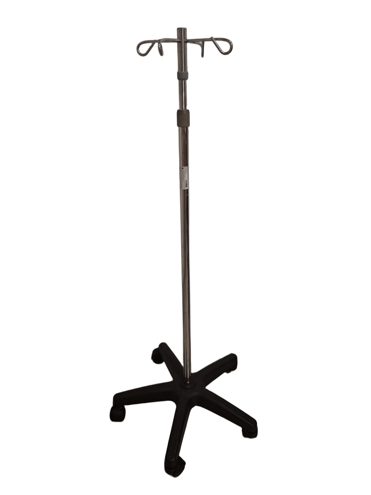 Portasuero de acero con dos ganchos y base de 5 ruedas