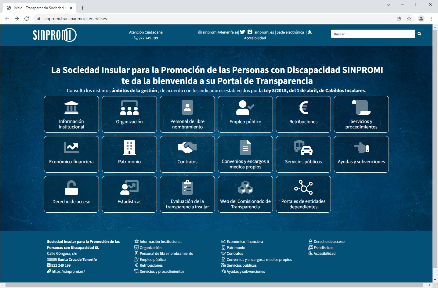 Imagen del portal de Transparencia de Sinpromi